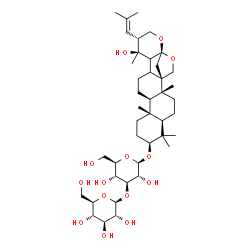 ChemSpider 2D Image | (1S,2R,5R,7S,10R,11R,16S,17R,20R)-16-Hydroxy-2,6,6,10,16-pentamethyl-17-(2-methyl-1-propen-1-yl)-19,21-dioxahexacyclo[18.2.1.0~1,14~.0~2,11~.0~5,10~.0~15,20~]tricos-7-yl 3-O-beta-D-glucopyranosyl-beta
-D-glucopyranoside | C42H68O14