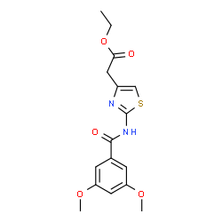 ChemSpider 2D Image | Ethyl {2-[(3,5-dimethoxybenzoyl)amino]-1,3-thiazol-4-yl}acetate | C16H18N2O5S