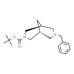 ChemSpider 2D Image | tert-Butyl (1R,5S)-7-benzyl-3,7-diazabicyclo[3.3.1]nonane-3-carboxylate | C19H28N2O2