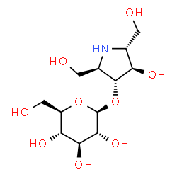 ChemSpider 2D Image | (2R,3R,4R,5R)-4-Hydroxy-2,5-bis(hydroxymethyl)-3-pyrrolidinyl beta-D-glucopyranoside | C12H23NO9