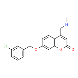 ChemSpider 2D Image | 7-[(3-Chlorobenzyl)oxy]-4-[(methylamino)methyl]-2H-chromen-2-one | C18H16ClNO3