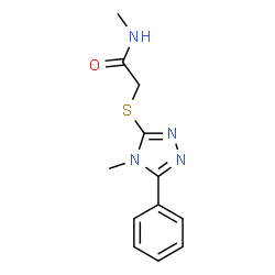 ChemSpider 2D Image | N-Methyl-2-[(4-methyl-5-phenyl-4H-1,2,4-triazol-3-yl)sulfanyl]acetamide | C12H14N4OS