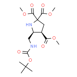 ChemSpider 2D Image | Trimethyl (4R,5S)-5-[({[(2-methyl-2-propanyl)oxy]carbonyl}amino)methyl]-2,2,4-pyrrolidinetricarboxylate | C16H26N2O8