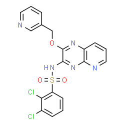 ChemSpider 2D Image | 2,3-Dichloro-N-[2-(3-pyridinylmethoxy)pyrido[2,3-b]pyrazin-3-yl]benzenesulfonamide | C19H13Cl2N5O3S