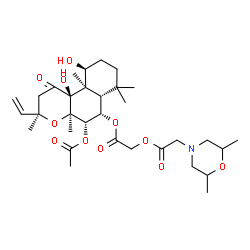 ChemSpider 2D Image | 2-{[(3R,4aR,5S,6S,6aS,10S,10aR,10bS)-5-Acetoxy-10,10b-dihydroxy-3,4a,7,7,10a-pentamethyl-1-oxo-3-vinyldodecahydro-1H-benzo[f]chromen-6-yl]oxy}-2-oxoethyl (2,6-dimethyl-4-morpholinyl)acetate | C32H49NO11