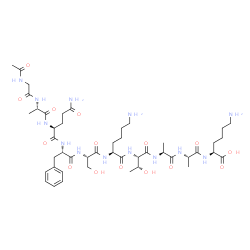 ChemSpider 2D Image | N-Acetylglycyl-L-alanyl-L-glutaminyl-L-phenylalanyl-L-seryl-L-lysyl-L-threonyl-L-alanyl-L-alanyl-L-lysine | C46H75N13O15