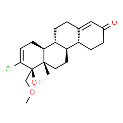 ChemSpider 2D Image | (4aR,4bS,6aS,7S,10aS,10bR)-8-Chloro-7-hydroxy-7-(methoxymethyl)-6a-methyl-4,4a,4b,5,6,6a,7,10,10a,10b,11,12-dodecahydro-2(3H)-chrysenone | C21H29ClO3
