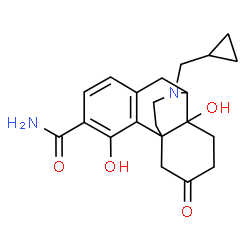 ChemSpider 2D Image | 17-(Cyclopropylmethyl)-4,14-dihydroxy-6-oxomorphinan-3-carboxamide | C21H26N2O4