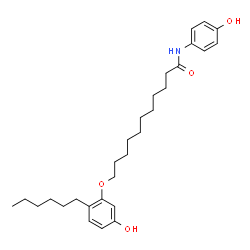 ChemSpider 2D Image | 11-(2-Hexyl-5-hydroxyphenoxy)-N-(4-hydroxyphenyl)undecanamide | C29H43NO4
