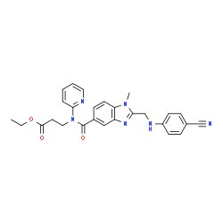 ChemSpider 2D Image | Ethyl N-[(2-{[(4-cyanophenyl)amino]methyl}-1-methyl-1H-benzimidazol-5-yl)carbonyl]-N-2-pyridinyl-beta-alaninate | C27H26N6O3