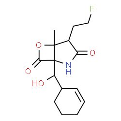 ChemSpider 2D Image | 1-[2-Cyclohexen-1-yl(hydroxy)methyl]-4-(2-fluoroethyl)-5-methyl-6-oxa-2-azabicyclo[3.2.0]heptane-3,7-dione | C15H20FNO4