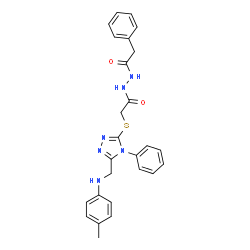 ChemSpider 2D Image | 2-[(5-{[(4-Methylphenyl)amino]methyl}-4-phenyl-4H-1,2,4-triazol-3-yl)sulfanyl]-N'-(phenylacetyl)acetohydrazide | C26H26N6O2S