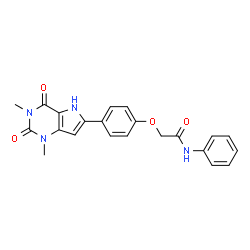 ChemSpider 2D Image | 2-[4-(1,3-Dimethyl-2,4-dioxo-2,3,4,5-tetrahydro-1H-pyrrolo[3,2-d]pyrimidin-6-yl)phenoxy]-N-phenylacetamide | C22H20N4O4