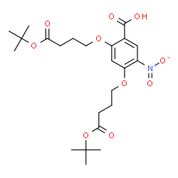 ChemSpider 2D Image | 2,4-Bis{4-[(2-methyl-2-propanyl)oxy]-4-oxobutoxy}-5-nitrobenzoic acid | C23H33NO10
