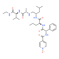 ChemSpider 2D Image | N-{(2S)-4-Methyl-2-[(N-{(2S)-2-[(1-oxidoisonicotinoyl)amino]-2-phenylacetyl}-L-norvalyl)amino]pentyl}-L-alanyl-N-ethyl-L-valinamide | C35H53N7O6