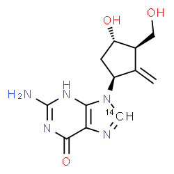 ChemSpider 2D Image | 2-Amino-9-[(1S,3R,4S)-4-hydroxy-3-(hydroxymethyl)-2-methylenecyclopentyl](8-~14~C)-3,9-dihydro-6H-purin-6-one | C1114CH15N5O3
