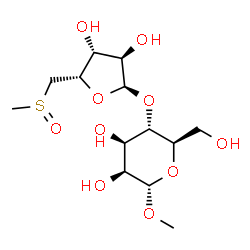 ChemSpider 2D Image | Methyl 4-O-[5-deoxy-5-(methylsulfinyl)-alpha-D-xylofuranosyl]-alpha-D-mannopyranoside | C13H24O10S
