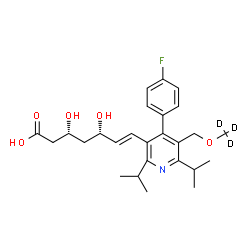 ChemSpider 2D Image | (3R,5S,6E)-7-[4-(4-Fluorophenyl)-2,6-diisopropyl-5-{[(~2~H_3_)methyloxy]methyl}-3-pyridinyl]-3,5-dihydroxy-6-heptenoic acid | C26H31D3FNO5