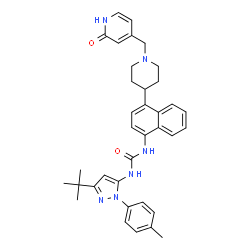 ChemSpider 2D Image | 1-[1-(4-Methylphenyl)-3-(2-methyl-2-propanyl)-1H-pyrazol-5-yl]-3-(4-{1-[(2-oxo-1,2-dihydro-4-pyridinyl)methyl]-4-piperidinyl}-1-naphthyl)urea | C36H40N6O2