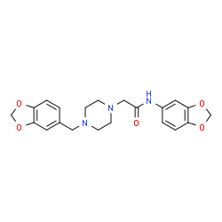 ChemSpider 2D Image | N-(1,3-Benzodioxol-5-yl)-2-[4-(1,3-benzodioxol-5-ylmethyl)-1-piperazinyl]acetamide | C21H23N3O5