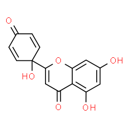 ChemSpider 2D Image | 5,7-Dihydroxy-2-(1-hydroxy-4-oxo-2,5-cyclohexadien-1-yl)-4H-chromen-4-one | C15H10O6