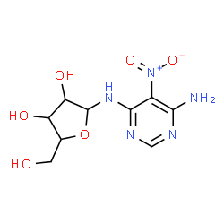 ChemSpider 2D Image | N-(6-Amino-5-nitro-4-pyrimidinyl)pentofuranosylamine | C9H13N5O6