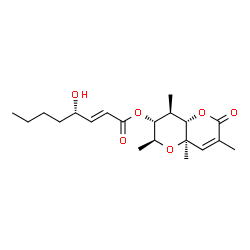 ChemSpider 2D Image | (2S,3R,4R,4aS,8aR)-2,4,7,8a-Tetramethyl-6-oxo-2,3,4,4a,6,8a-hexahydropyrano[3,2-b]pyran-3-yl (2E,4S)-4-hydroxy-2-octenoate | C20H30O6