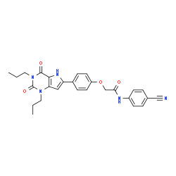 ChemSpider 2D Image | N-(4-Cyanophenyl)-2-[4-(2,4-dioxo-1,3-dipropyl-2,3,4,5-tetrahydro-1H-pyrrolo[3,2-d]pyrimidin-6-yl)phenoxy]acetamide | C27H27N5O4