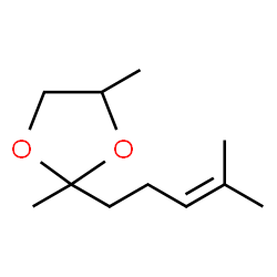 ChemSpider 2D Image | 2,4-Dimethyl-2-(4-methylpent-3-en-1-yl)-1,3-dioxolane | C11H20O2