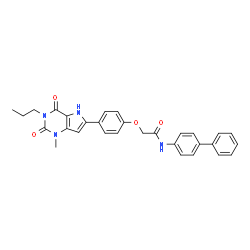 ChemSpider 2D Image | N-(4-Biphenylyl)-2-[4-(1-methyl-2,4-dioxo-3-propyl-2,3,4,5-tetrahydro-1H-pyrrolo[3,2-d]pyrimidin-6-yl)phenoxy]acetamide | C30H28N4O4