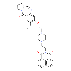ChemSpider 2D Image | 2-{2-[4-(2-{[(11aS)-7-Methoxy-5-oxo-2,3,5,11a-tetrahydro-1H-pyrrolo[2,1-c][1,4]benzodiazepin-8-yl]oxy}ethyl)-1-piperazinyl]ethyl}-1H-benzo[de]isoquinoline-1,3(2H)-dione | C33H35N5O5