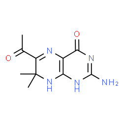 ChemSpider 2D Image | 6-Acetyl-2-amino-7,7-dimethyl-7,8-dihydro-4(1H)-pteridinone | C10H13N5O2