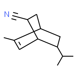 ChemSpider 2D Image | 7-isopropyl-5-methylbicyclo(2.2.2)oct-5-ene-2-carbonitrile | C13H19N