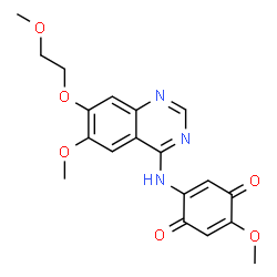 ChemSpider 2D Image | 2-methoxy-5-((6-methoxy-7-(2-methoxyethoxy)quinazolin-4-yl)amino)benzo-1,4-quinone | C19H19N3O6