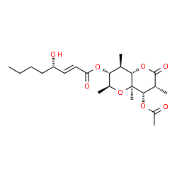 ChemSpider 2D Image | (2S,3R,4R,4aS,7R,8S,8aS)-8-Acetoxy-2,4,7,8a-tetramethyl-6-oxooctahydropyrano[3,2-b]pyran-3-yl (2E,4S)-4-hydroxy-2-octenoate | C22H34O8