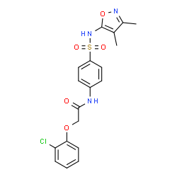 ChemSpider 2D Image | 2-(2-Chlorophenoxy)-N-{4-[(3,4-dimethyl-1,2-oxazol-5-yl)sulfamoyl]phenyl}acetamide | C19H18ClN3O5S