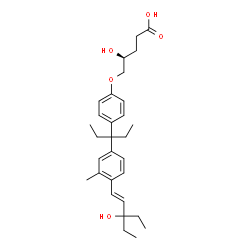 ChemSpider 2D Image | (4S)-5-[4-(3-{4-[(1E)-3-Ethyl-3-hydroxy-1-penten-1-yl]-3-methylphenyl}-3-pentanyl)phenoxy]-4-hydroxypentanoic acid | C30H42O5