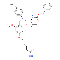 ChemSpider 2D Image | Benzyl {(2S)-1-[{4-[(5-amino-5-oxopentyl)oxy]-2-methoxybenzyl}(4-methoxyphenyl)amino]-3-methyl-1-oxo-2-butanyl}carbamate | C33H41N3O7