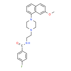 ChemSpider 2D Image | 4-Fluoro-N-{2-[4-(7-methoxy-1-naphthyl)-1-piperazinyl]ethyl}(carbonyl-~11~C)benzamide | C2311CH26FN3O2