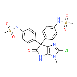 ChemSpider 2D Image | N,N'-[(2-Chloro-3-methyl-5-oxo-3,4,5,6-tetrahydropyrrolo[2,3-d]imidazole-6,6-diyl)di-4,1-phenylene]dimethanesulfonamide | C20H20ClN5O5S2