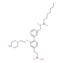 ChemSpider 2D Image | 3-(3'-{[Methyl(octanoyl)amino]methyl}-2-[2-(1-piperazinyl)ethoxy]-4-biphenylyl)propanoic acid | C31H45N3O4