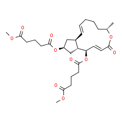 ChemSpider 2D Image | 5,5'-Dimethyl 1,1'-[(1R,2E,6S,10E,11aS,13S,14aR)-6-methyl-4-oxo-1,6,7,8,9,11a,12,13,14,14a-decahydro-4H-cyclopenta[f]oxacyclotridecine-1,13-diyl] dipentanedioate | C28H40O10
