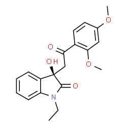 ChemSpider 2D Image | (3R)-3-[2-(2,4-Dimethoxyphenyl)-2-oxoethyl]-1-ethyl-3-hydroxy-1,3-dihydro-2H-indol-2-one | C20H21NO5