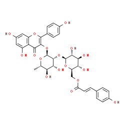 ChemSpider 2D Image | KAEMPFEROL-3-O-(6'''-TRANS-P-COUMAROYL-2''-GLUCOSYL)RHAMNOSIDE | C36H36O17