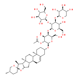 ChemSpider 2D Image | (3beta,25S)-Spirost-5-en-3-yl beta-D-glucopyranosyl-(1->2)-[beta-D-xylopyranosyl-(1->3)]-beta-D-glucopyranosyl-(1->4)-2-O-acetyl-beta-D-galactopyranoside | C52H82O23