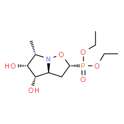 ChemSpider 2D Image | Diethyl [(2R,3aS,4S,5R,6S)-4,5-dihydroxy-6-methylhexahydropyrrolo[1,2-b][1,2]oxazol-2-yl]phosphonate | C11H22NO6P