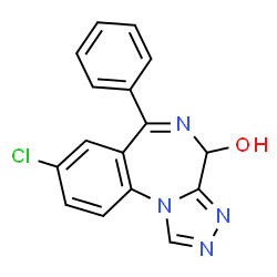 ChemSpider 2D Image | 8-Chloro-6-phenyl-4H-[1,2,4]triazolo[4,3-a][1,4]benzodiazepin-4-ol | C16H11ClN4O