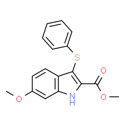 ChemSpider 2D Image | Methyl 6-methoxy-3-(phenylsulfanyl)-1H-indole-2-carboxylate | C17H15NO3S