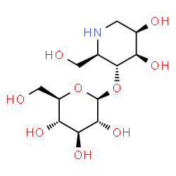 ChemSpider 2D Image | (2R,3R,4R,5R)-4,5-Dihydroxy-2-(hydroxymethyl)-3-piperidinyl beta-D-glucopyranoside | C12H23NO9