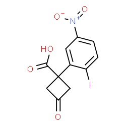 ChemSpider 2D Image | 1-(2-Iodo-5-nitrophenyl)-3-oxocyclobutanecarboxylic acid | C11H8INO5